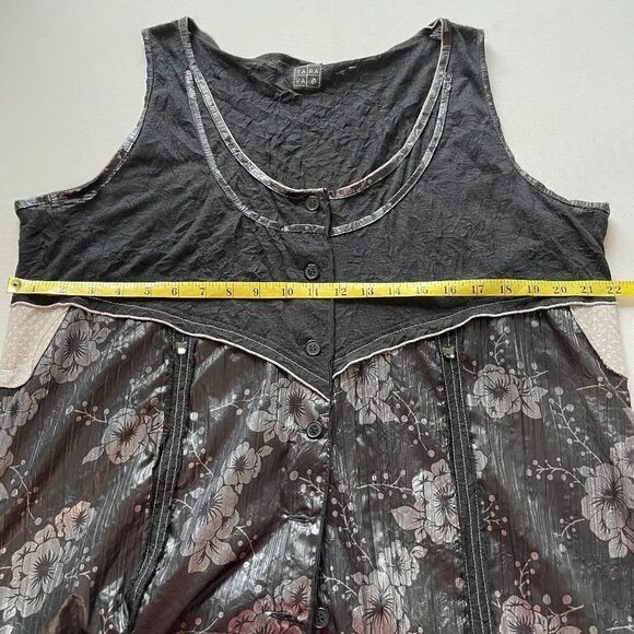 TARAVAO Boho Lagenlook Sleeveless Dress Black Silver 1X - Picture 7 of 8